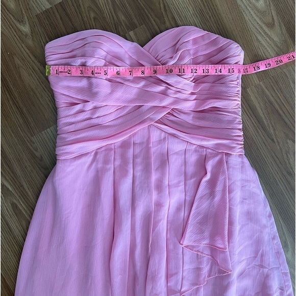 Davids Bridal Dress Strapless Crinkle Chiffon Cascade Bridesmaid - Picture 8 of 11